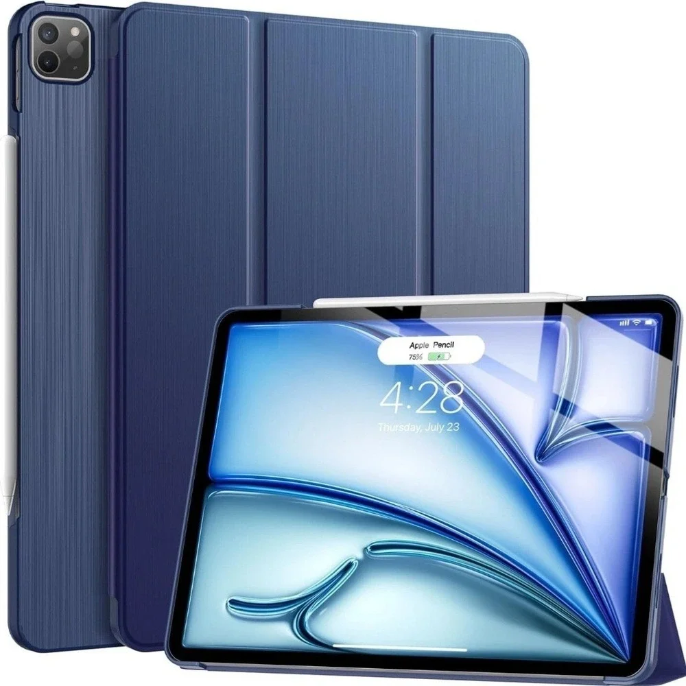 Soke Case iPad Air 13 2024/iPad Pro 12.9-Inch w/Pencil Holder Tri Fold Blue Cut